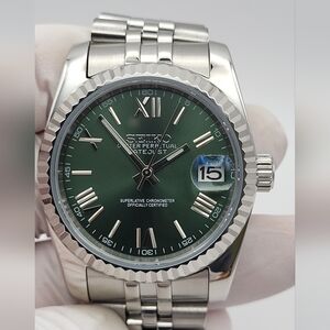 New 39mm SeikoMod Automatic Watch Sunburst Forrest Green Dial